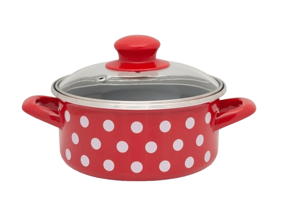 METALAC Kastrol se skleněnou poklicí 14 cm červený, puntík, černý vnitřek 1 l