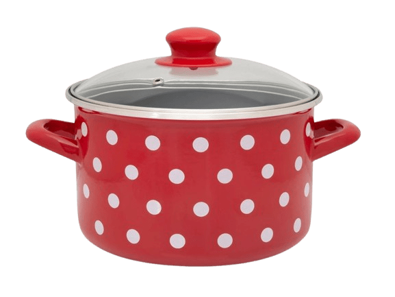 METALAC Hrnec se skleněnou poklicí 24 cm červený, puntík, černý vnitřek 6.75 l