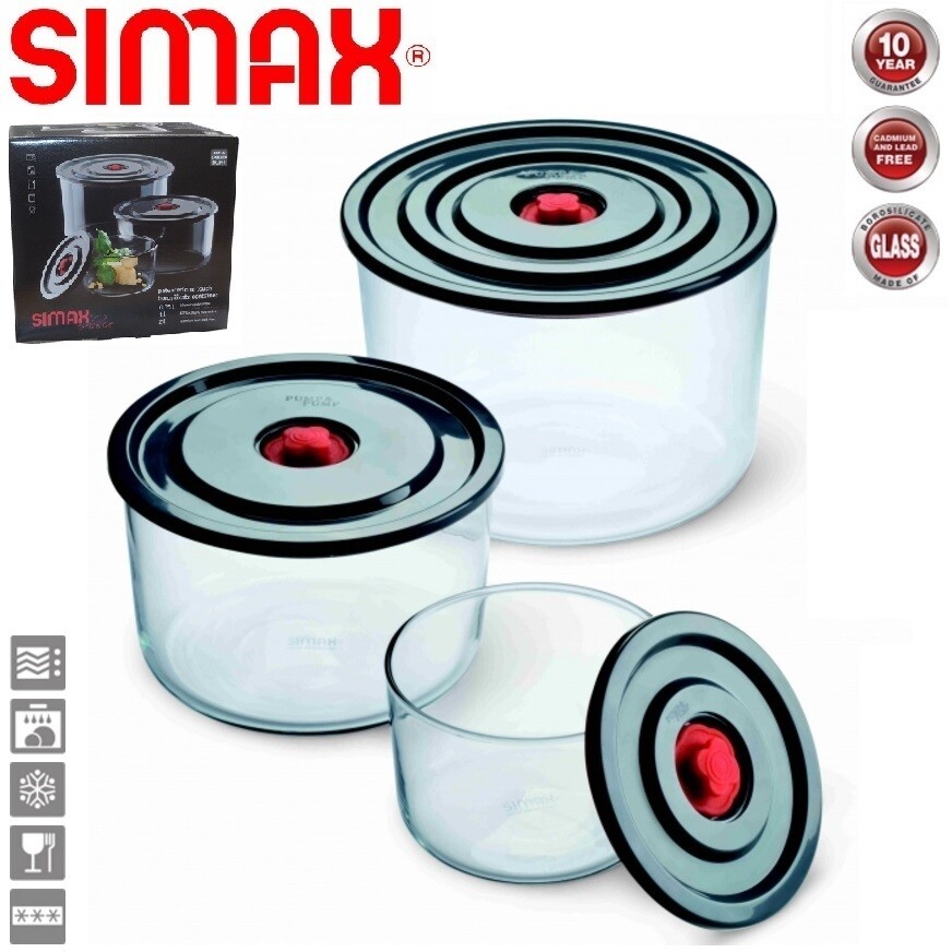 SIMAX Skleněné dózy s víkem AIRTIGHT 3 ks
