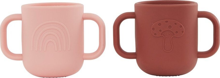 Růžové/hnědé silikonové dětské hrnky v sadě 2 ks Kappu – OYOY Mini