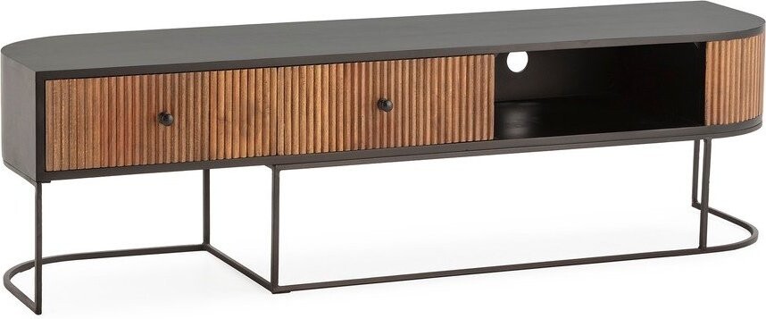 TV stolek z mangového dřeva v přírodní barvě 160x45x40 cm Curve – MOME