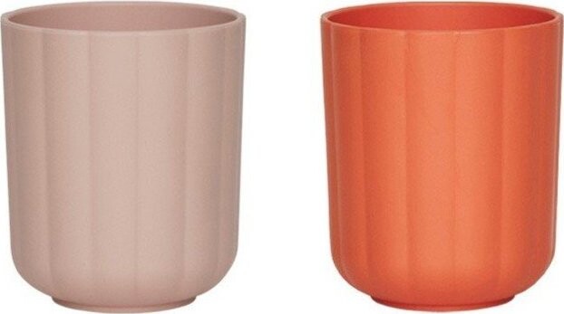 Oranžové/světle růžové plastové dětské hrnky v sadě 2 ks Pullo – OYOY Mini