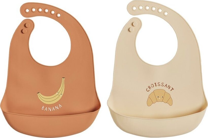 Oranžové/krémové silikonové bryndáky v sadě 2 ks Yummy – OYOY Mini