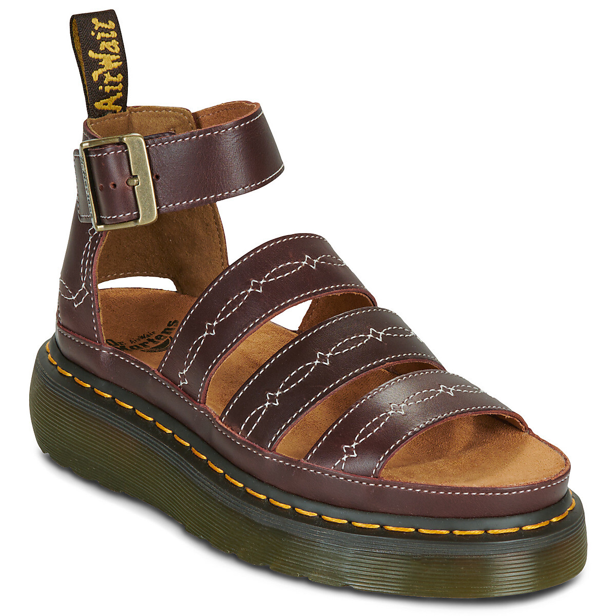 Dr. Martens  CLARISSA QUAD RODEO 3 STRAP SANDAL DARK BROWN CLASSIC PULL UP  Hnědá