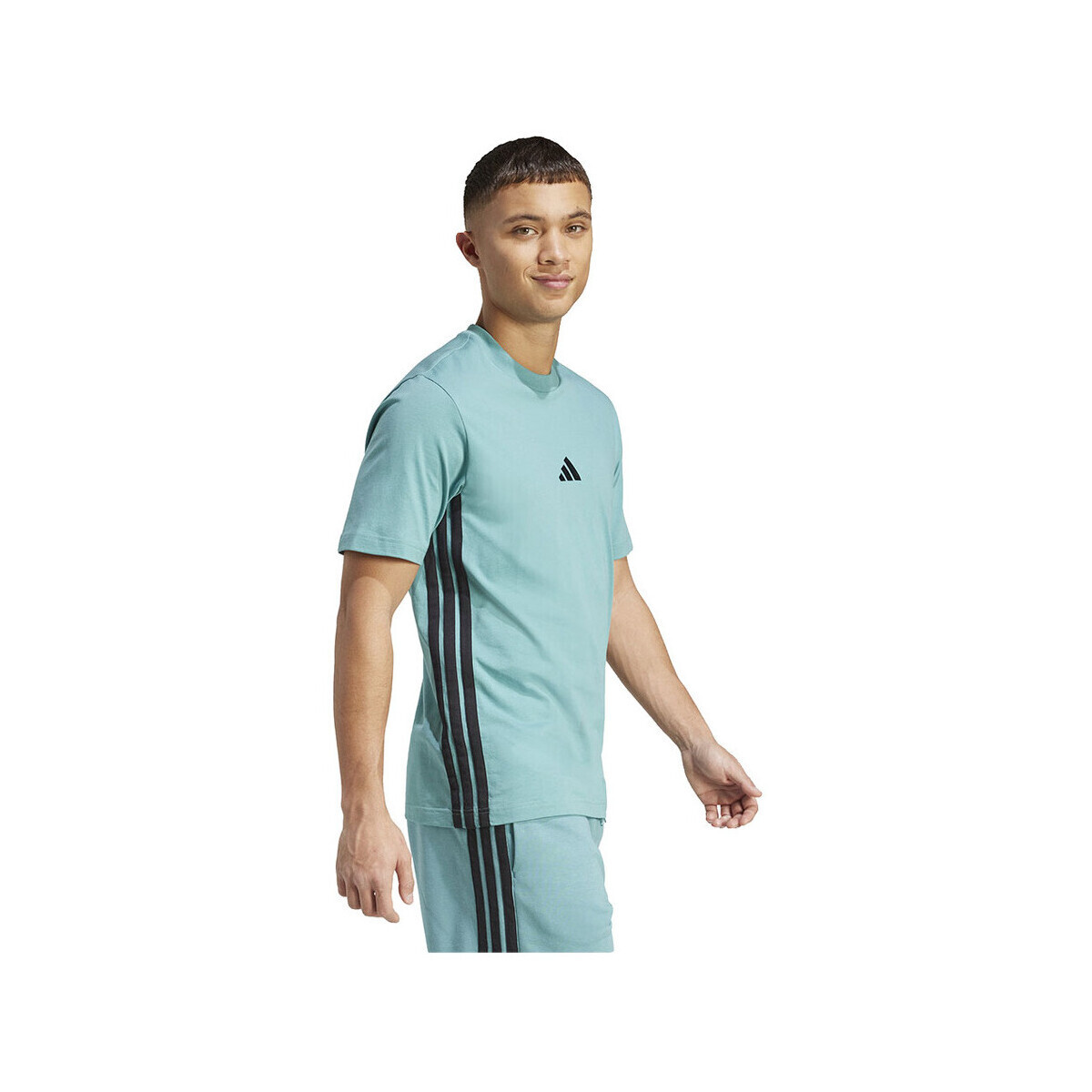 adidas  T-shirt  essentials 3-stripes turquoise  Modrá