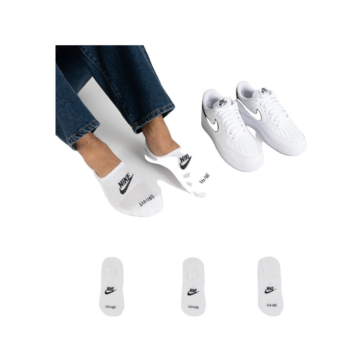 Nike  Chaussettes  everyday plus cushioned mi-hauteur  Bílá