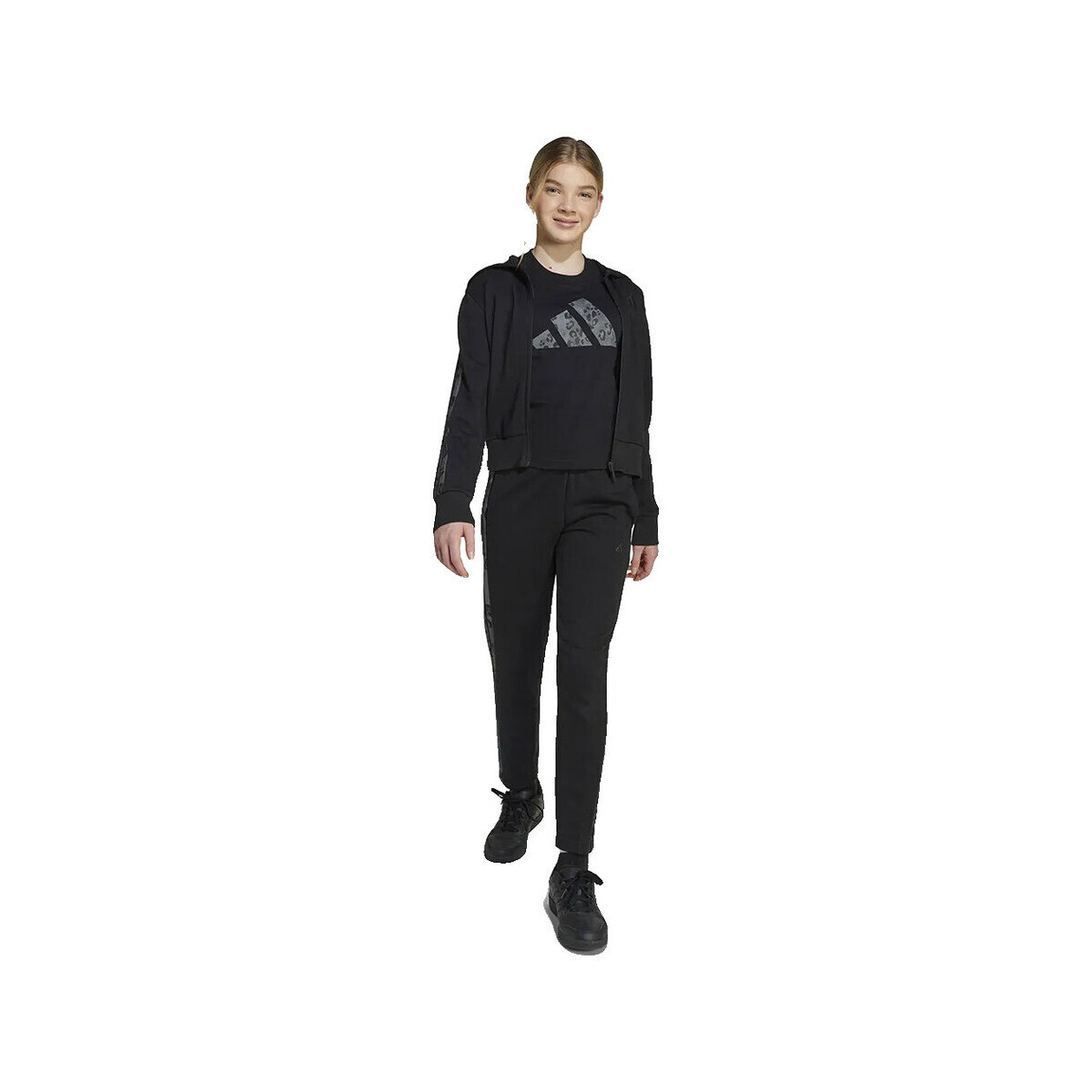 adidas  Sweatshirt  3 Stripes Animal tissu French Terry  Černá