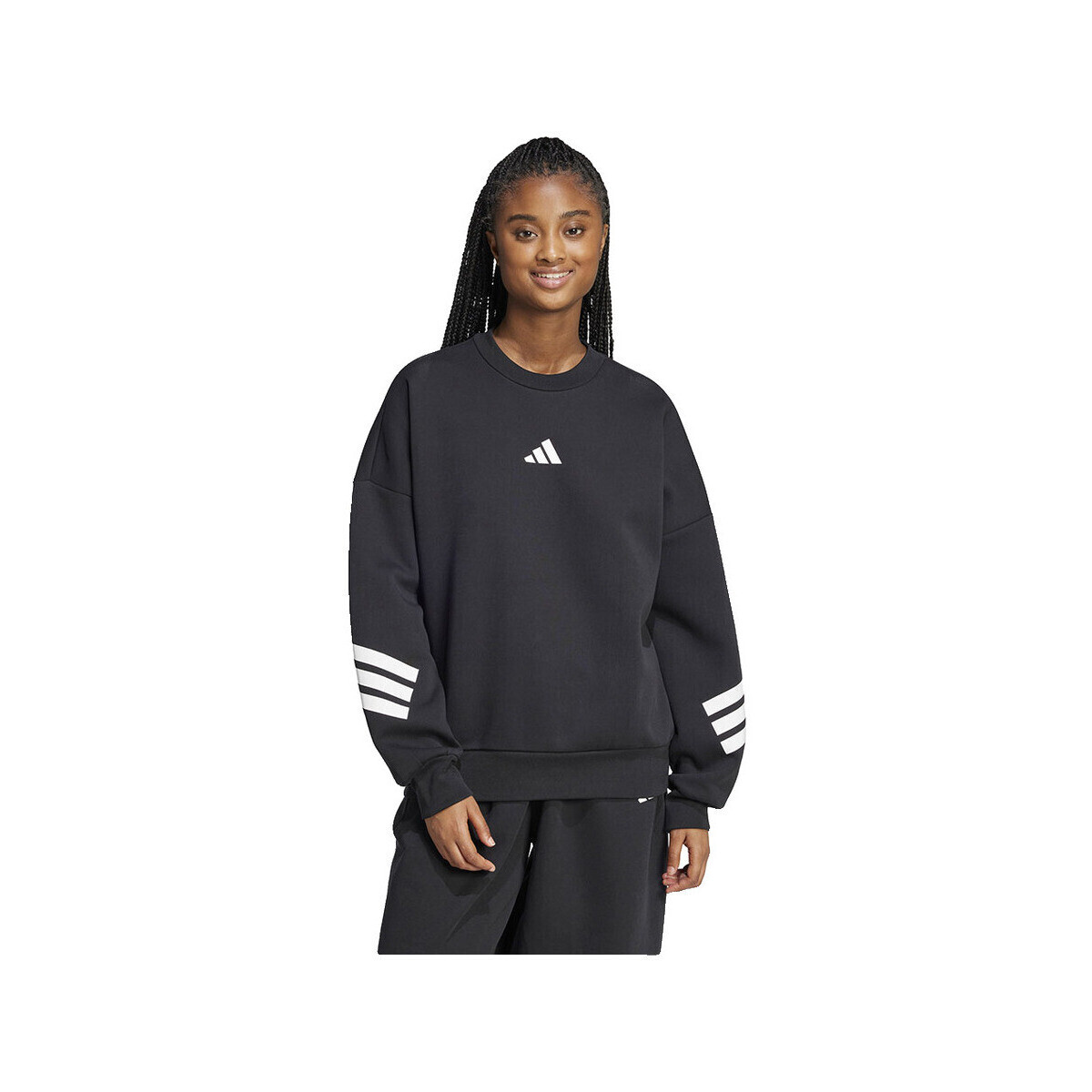 adidas  Sweatshirt  Future Icons 3 Stripes 70% recyclé  Černá