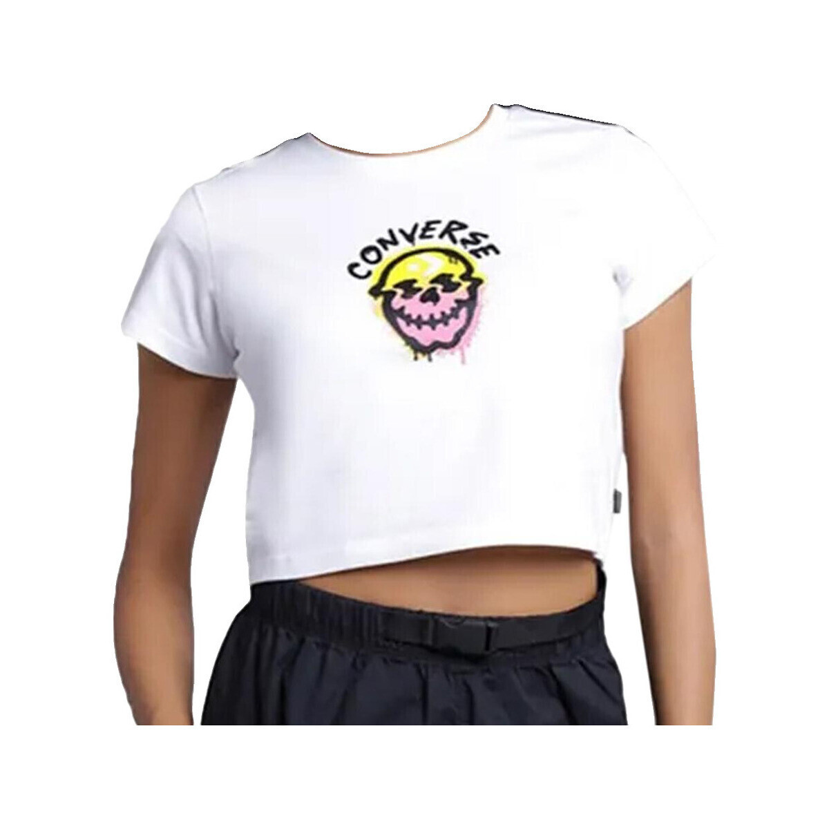 Converse  T-shirt  Spray Paint Skull coton 100%  Bílá