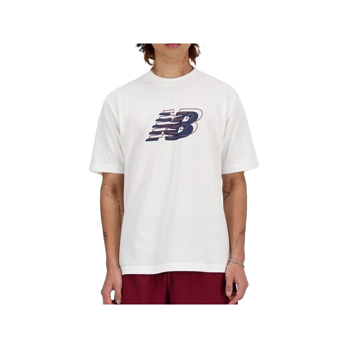 New Balance  T-shirt  MT41526WT 100% coton blanc  Bílá