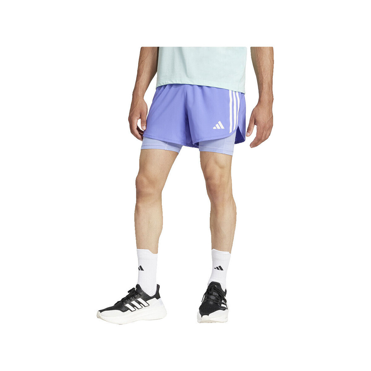 adidas  Short  Own The Run 3 Stripes AEROREADY bleu  Modrá