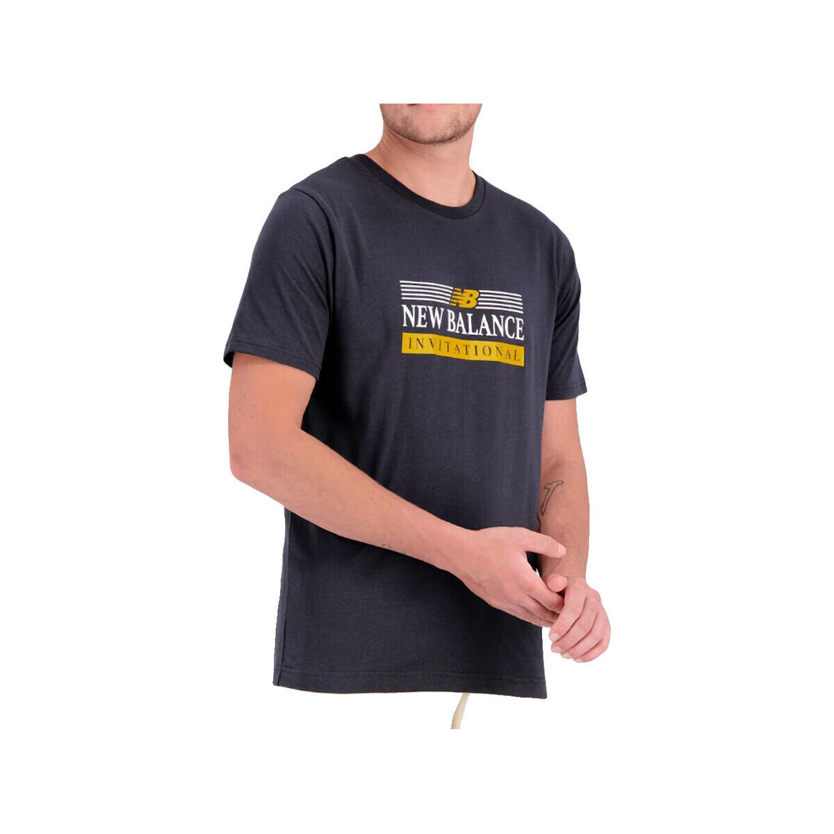 New Balance  T-shirt  L noir avec accents jaunes  Černá