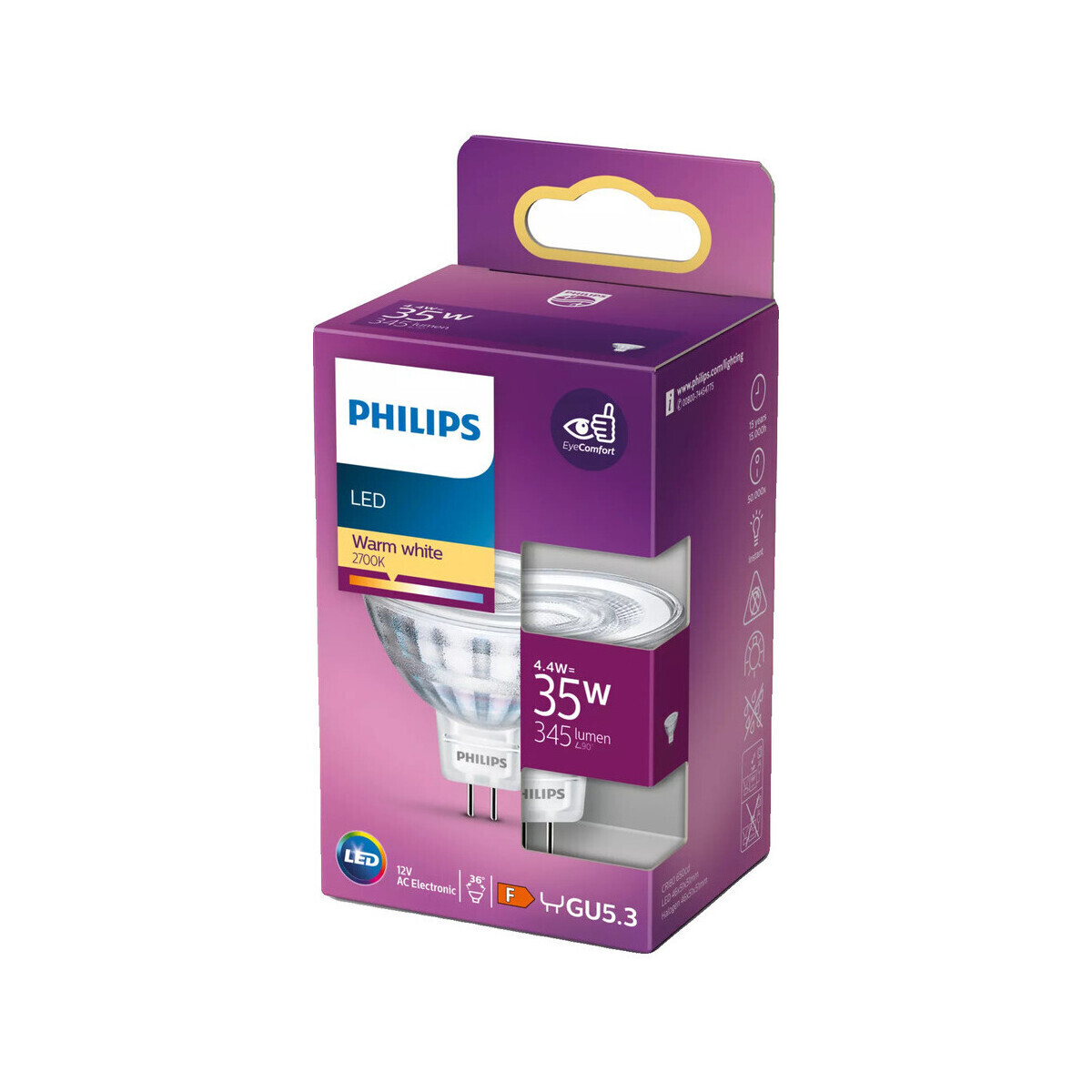 Philips  Ampoule  led 35w mr16 blanche chaude 4.4W