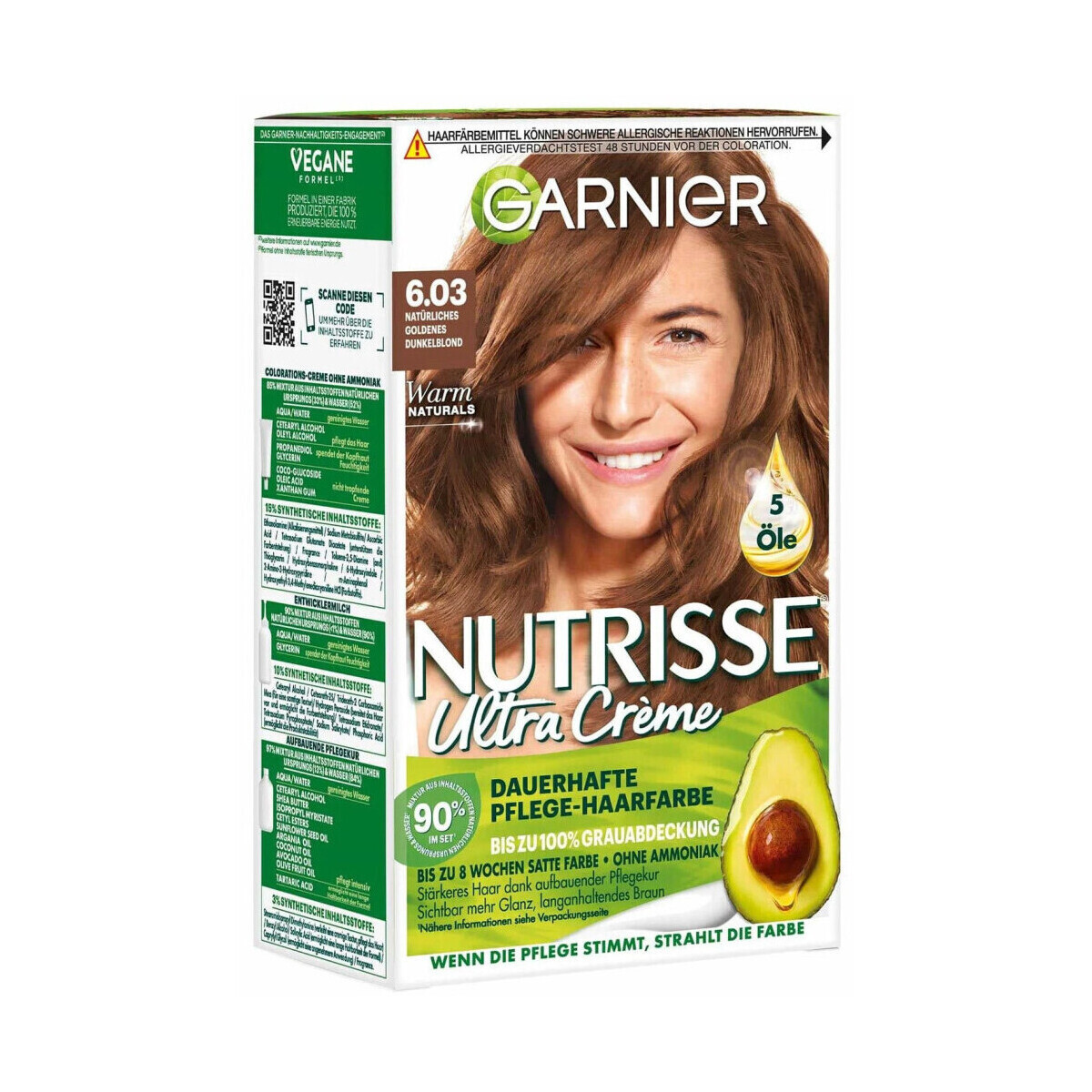 Garnier  Nutrisse Ultra Cream Permanent Hair Color - 6.03 Blond  Hnědá