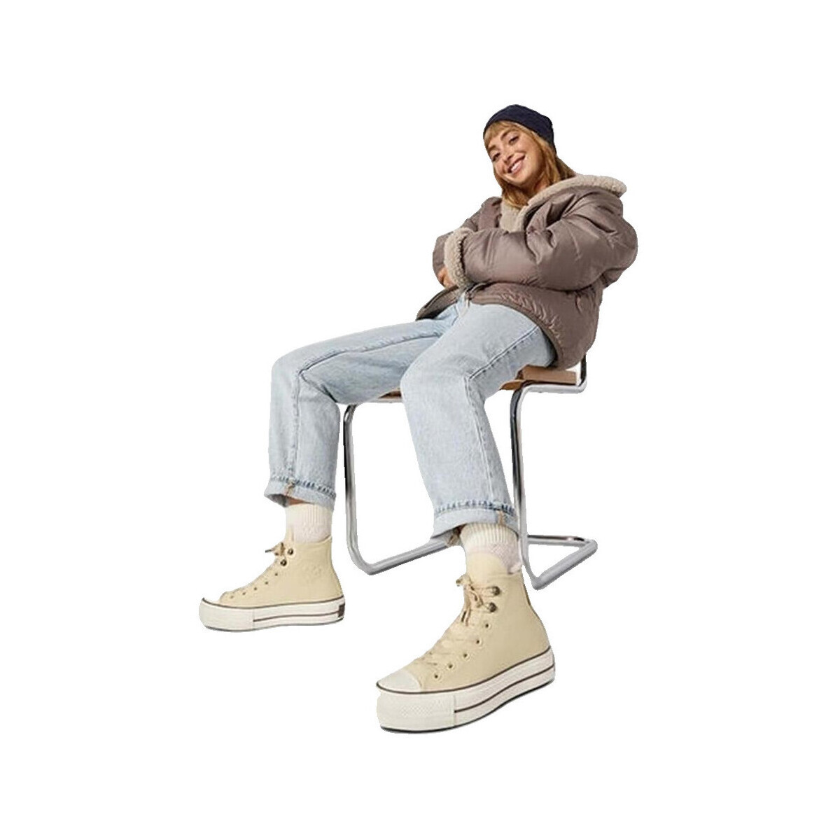 Converse  Baskets  chuck taylor all star lift platform cuir  Béžová