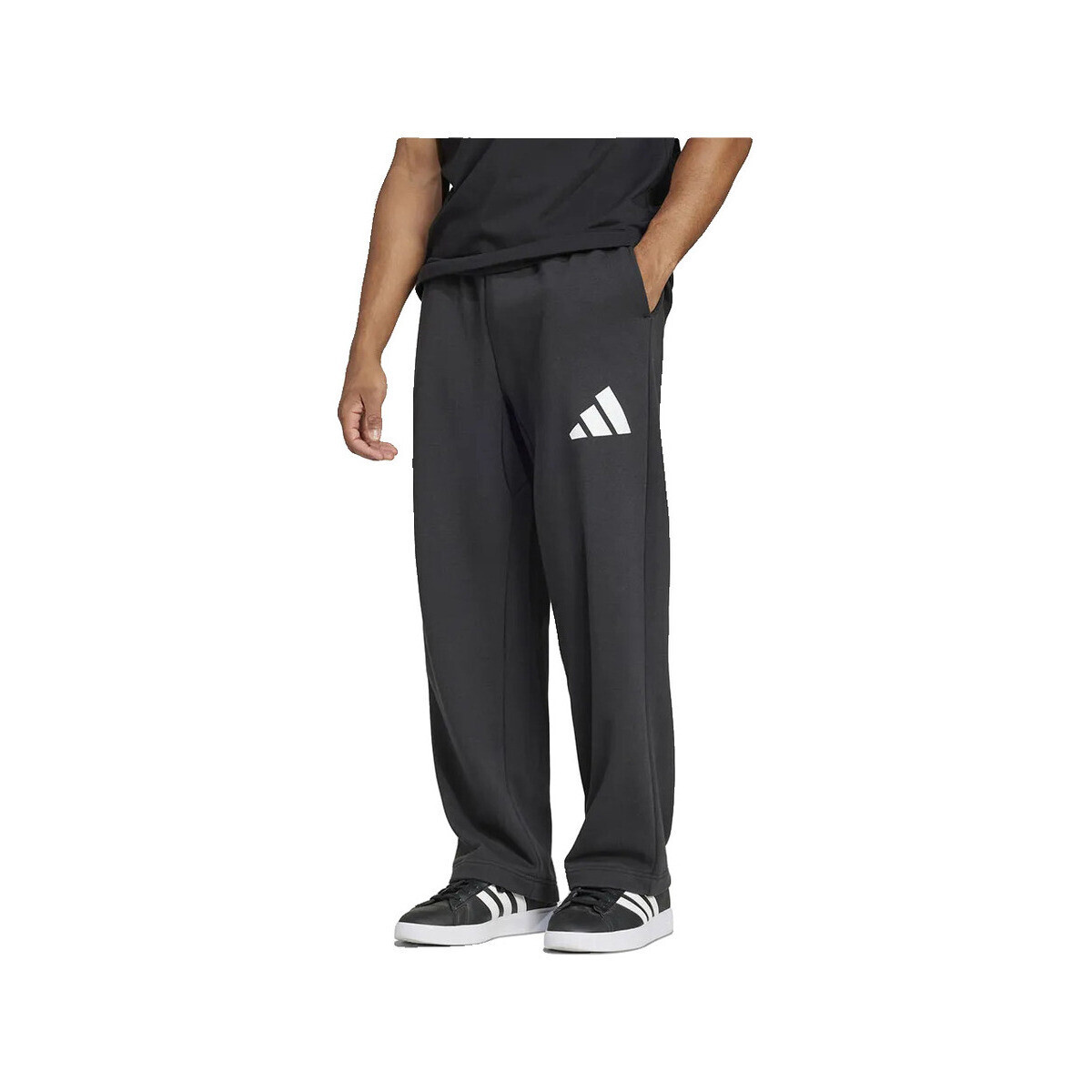 adidas  Pantalons  essentials wide leg 3 bar logo noir  Černá