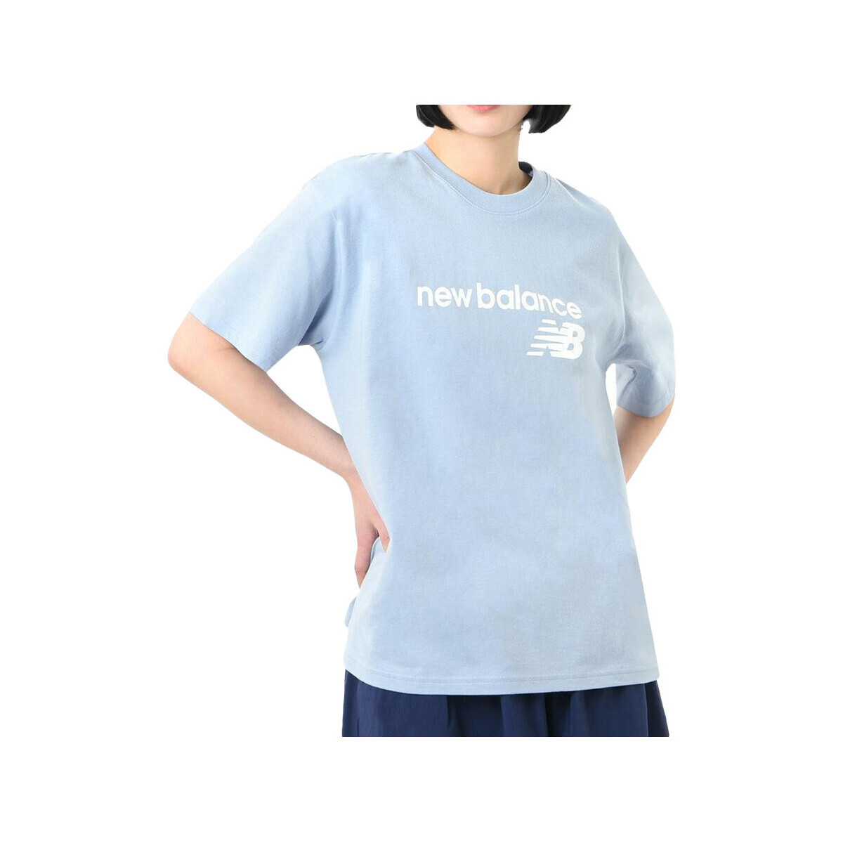 New Balance  T-shirt  Relaxed Fit 100% coton  Modrá