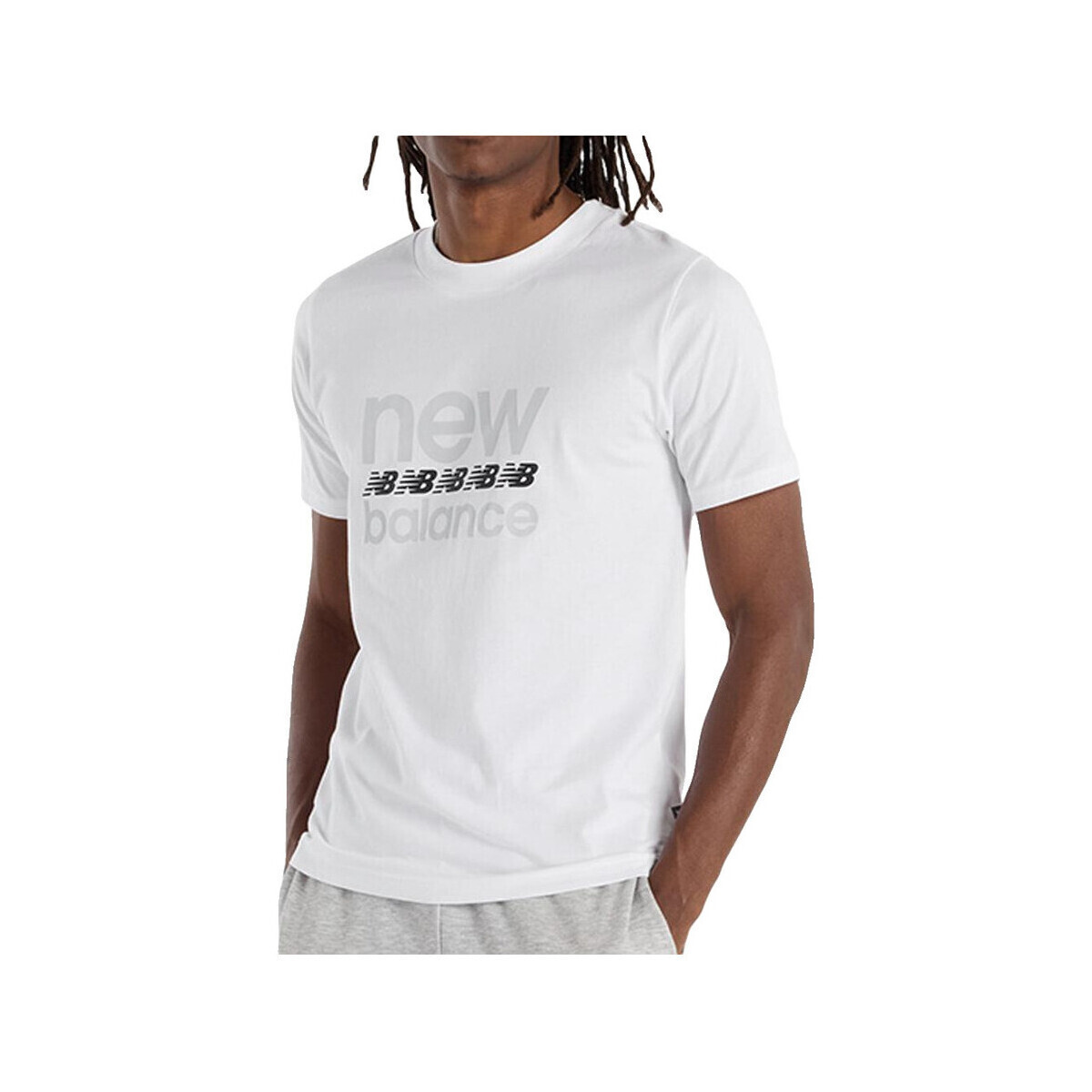 New Balance  T-shirt  mt51940-wt 100% coton  Bílá