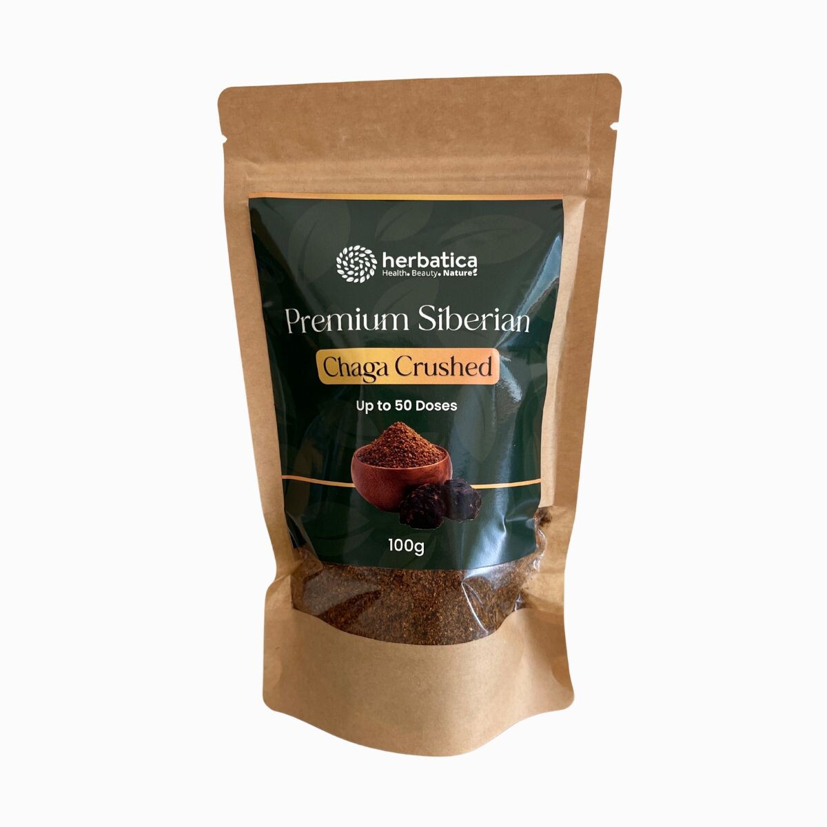 100% prémiová sibiřská čaga drť - 100 g - Herbatica
