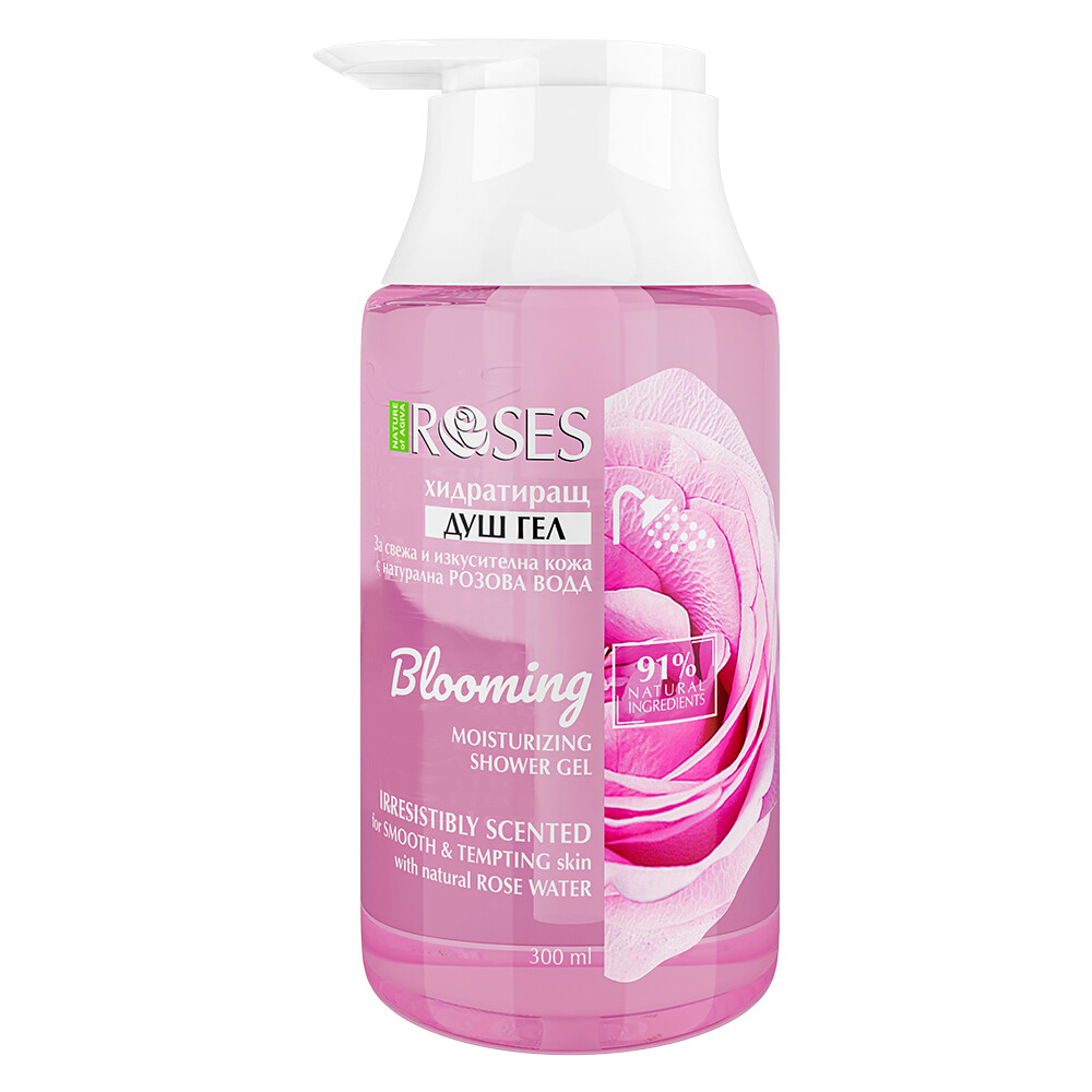 BLOOMING Hydratační přírodní sprchový gel s růžovou vodou 300 ml - NATURE OF AGIVA