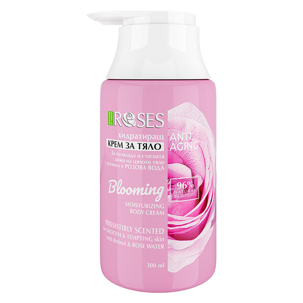BLOOMING hydratační tělový krém anti-aging s růžovou vodou a retinolem 300 ml - NATURE OF AGIVA