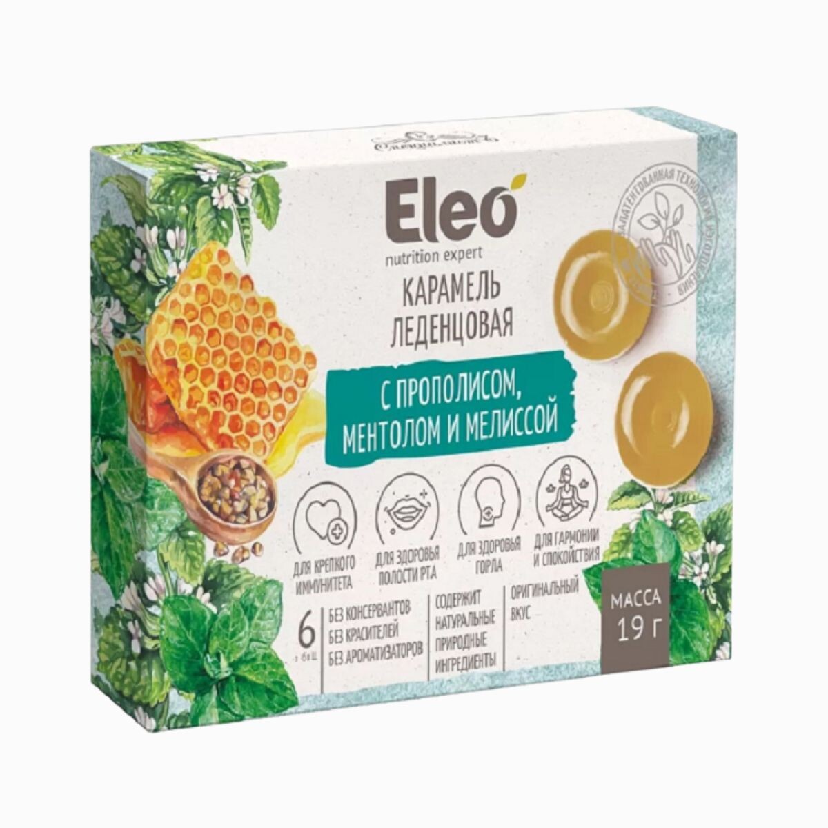 Bonbony s propolisem, mentolem a meduňkou – 6 ks / 19 g – ELEO