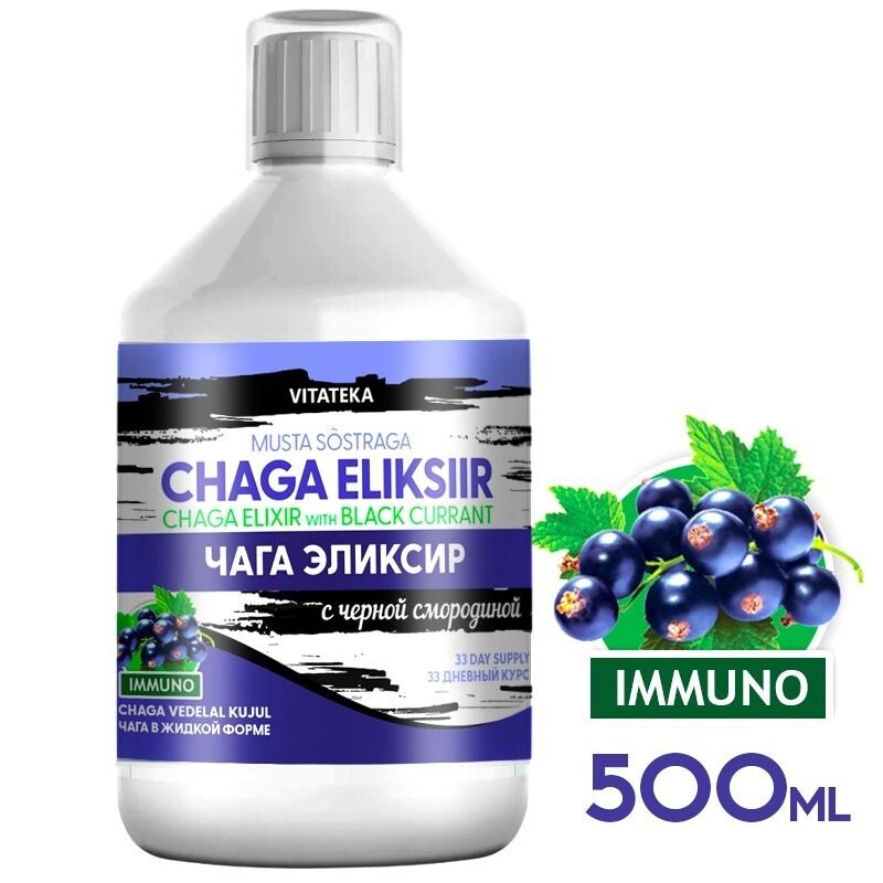 Čaga elixír s černým rybízem – 500 ml – Vitateka