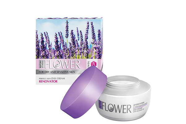 FLOWER Rozjasňující denní pleťový krém pro suchou a citlivou pleť s levandulovým extraktem 50 ml - NATURE OF AGIVA