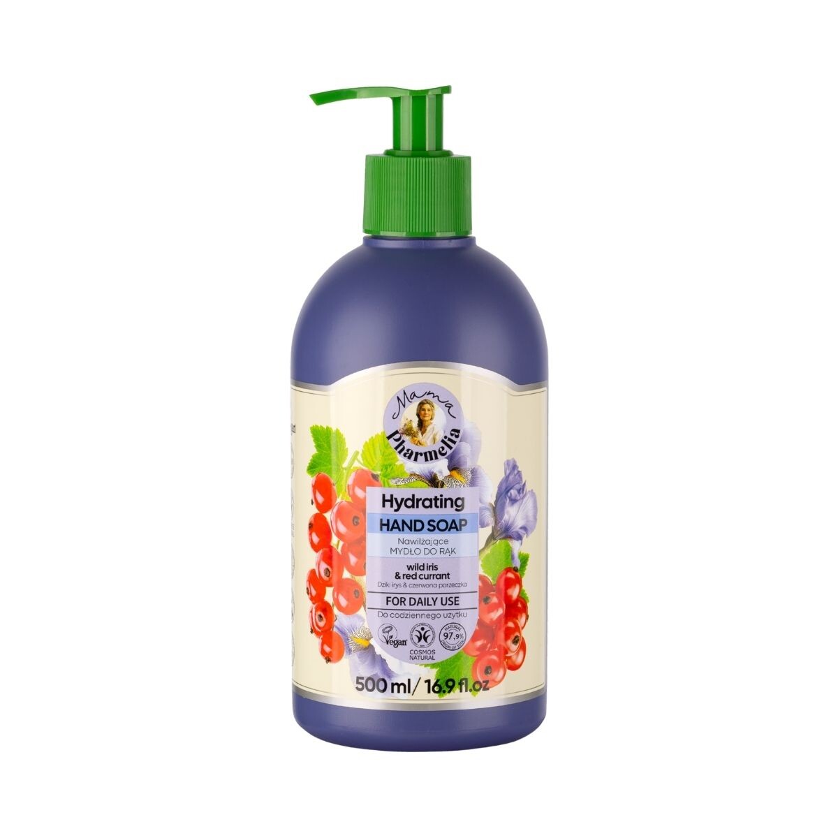 Hydratační tekuté mýdlo na ruce s divokým kosatcem a červeným rybízem - 500 ml - Mama Pharmelia