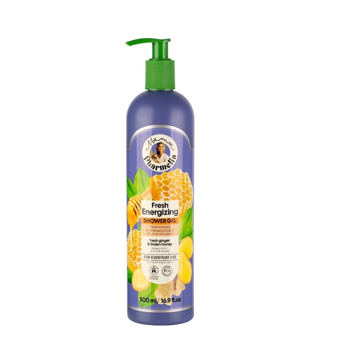 Svěží energizující sprchový gel se zázvorem a lipovým medem - 500 ml - Mama Pharmelia