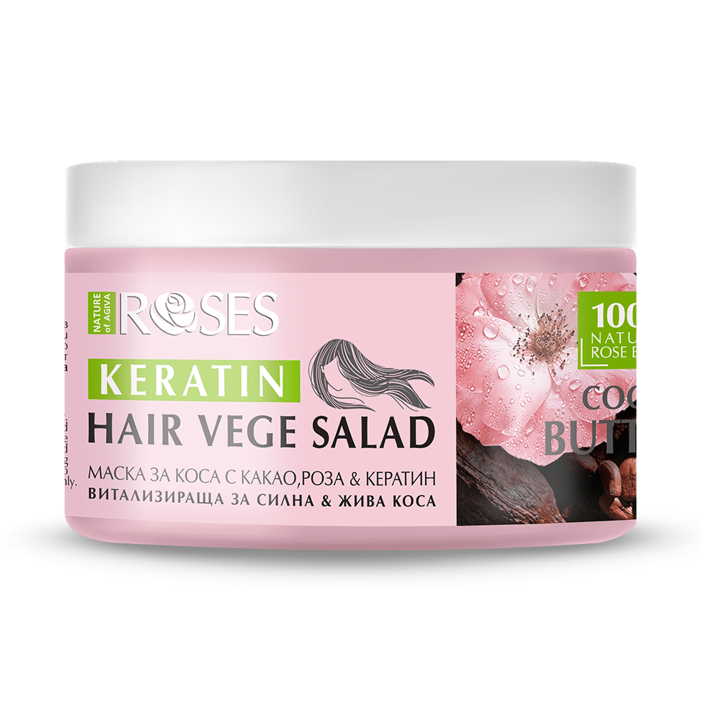 Vitalizační maska na vlasy VEGE SALAD s kakaem, růží a keratinem 350 ml - NATURE OF AGIVA