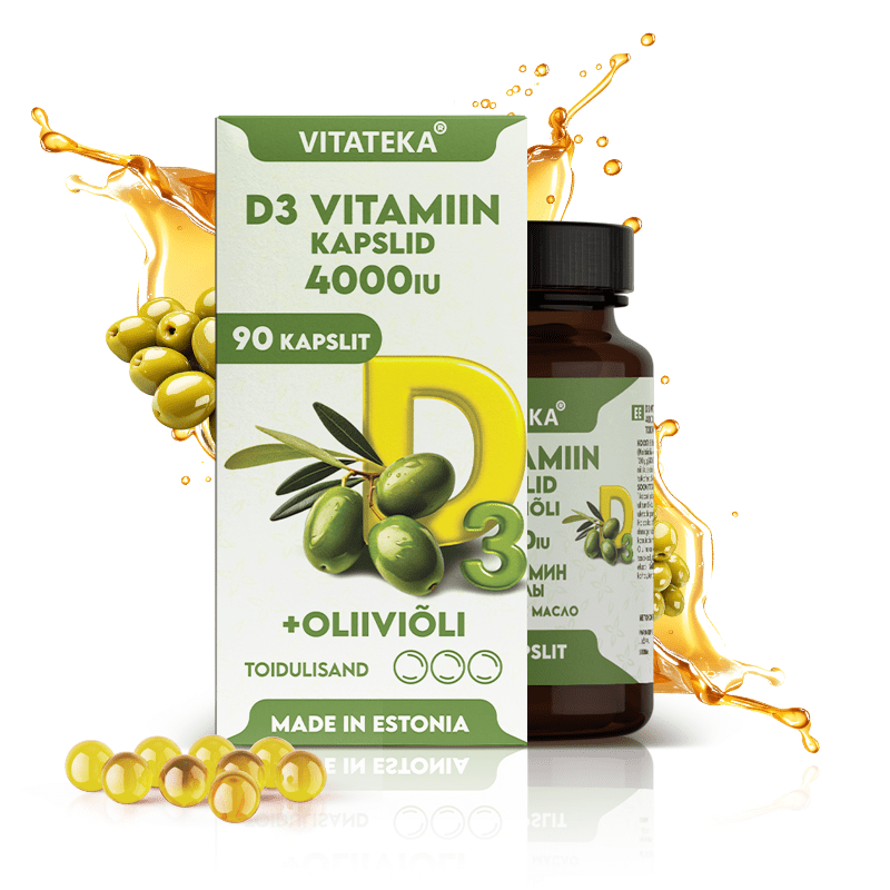 Vitamín D3 4000 IU s olivovým olejem – 90 kapslí – Vitateka