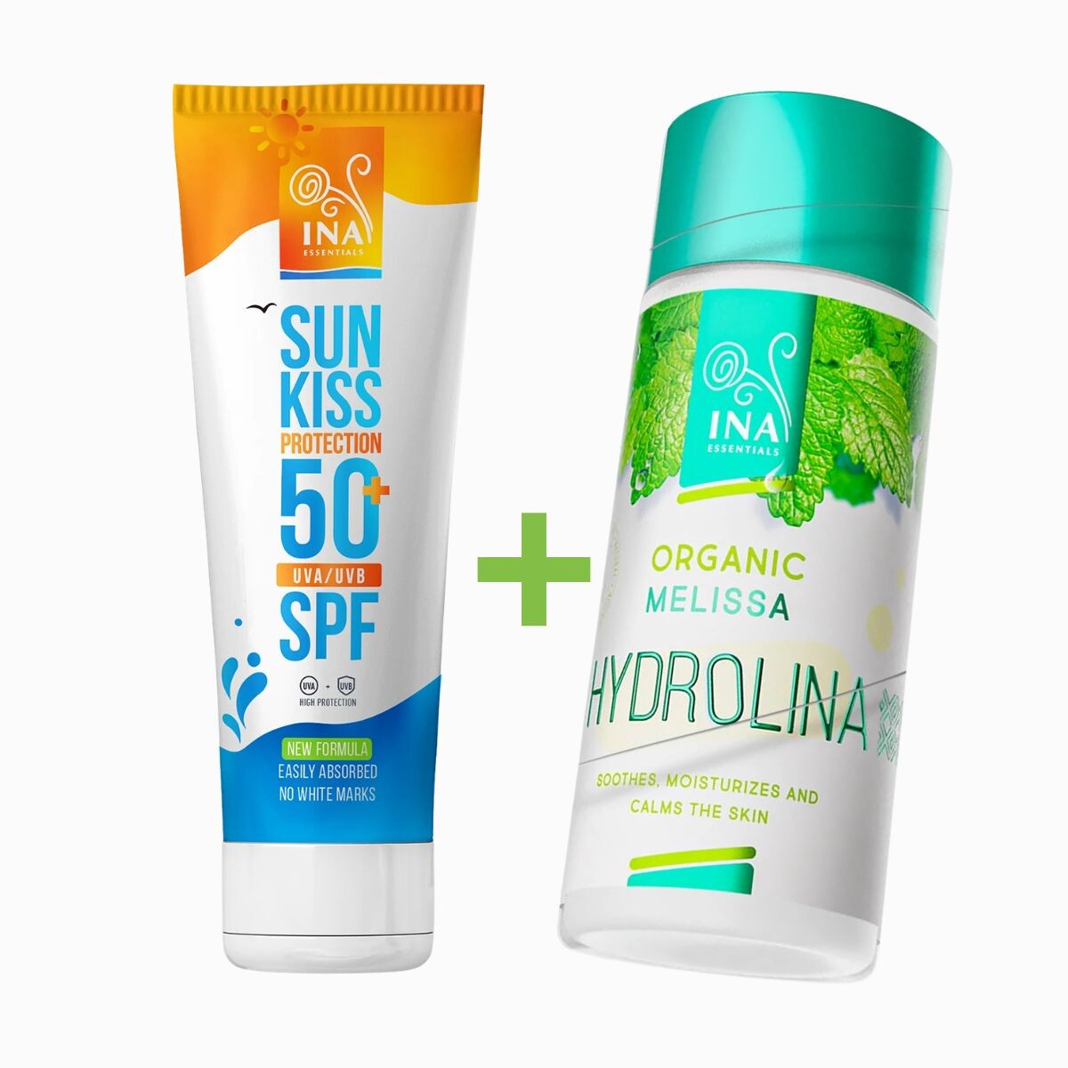 Zvýhodněný set: opalovací krém SPF 50 + meduňková voda – INA Essentials