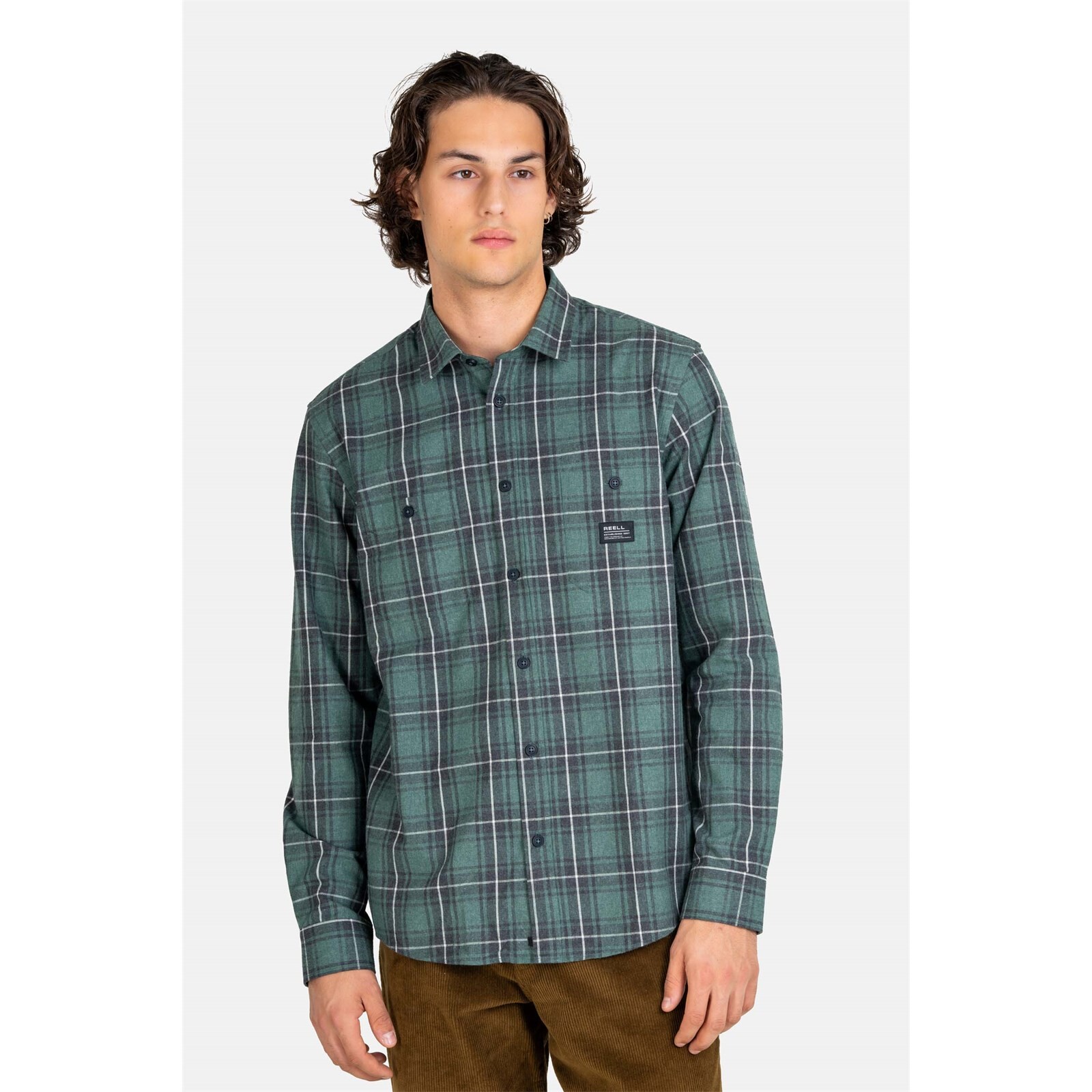 košile REELL - Alvar Check Shirt Green/Black/White (160) velikost: L