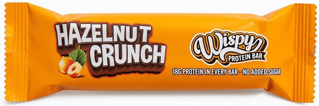 Wispy Protein Bar Hazelnut Crunch 55 g, extra měkká proteinová tyčinka s 2 g cukru, Hazelnut Crunch