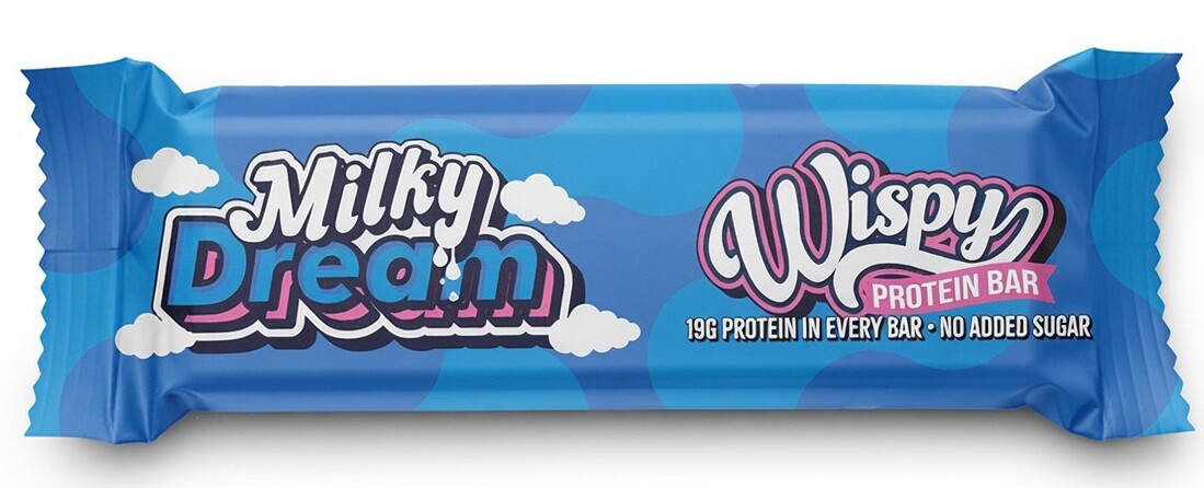 Wispy Protein Bar Milky Dream 55 g, extra měkká proteinová tyčinka s 2 g cukru, Milky Dream
