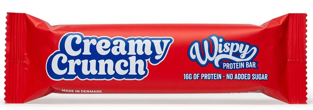 Wispy Protein Bar Creamy Crunch 55 g, extra měkká proteinová tyčinka s 2 g cukru, Creamy Crunch