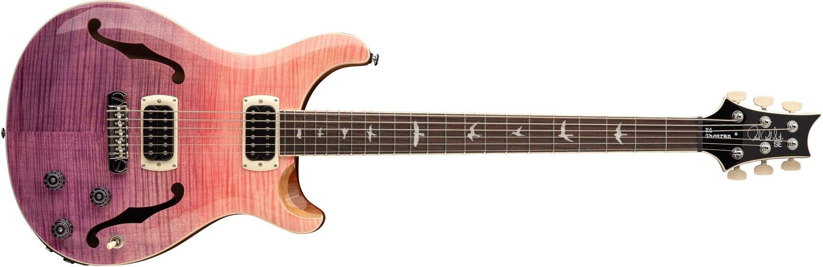 PRS SE Ed Sheeran Flat Back Hollowbody I Baritone Piezo Pink Ombre