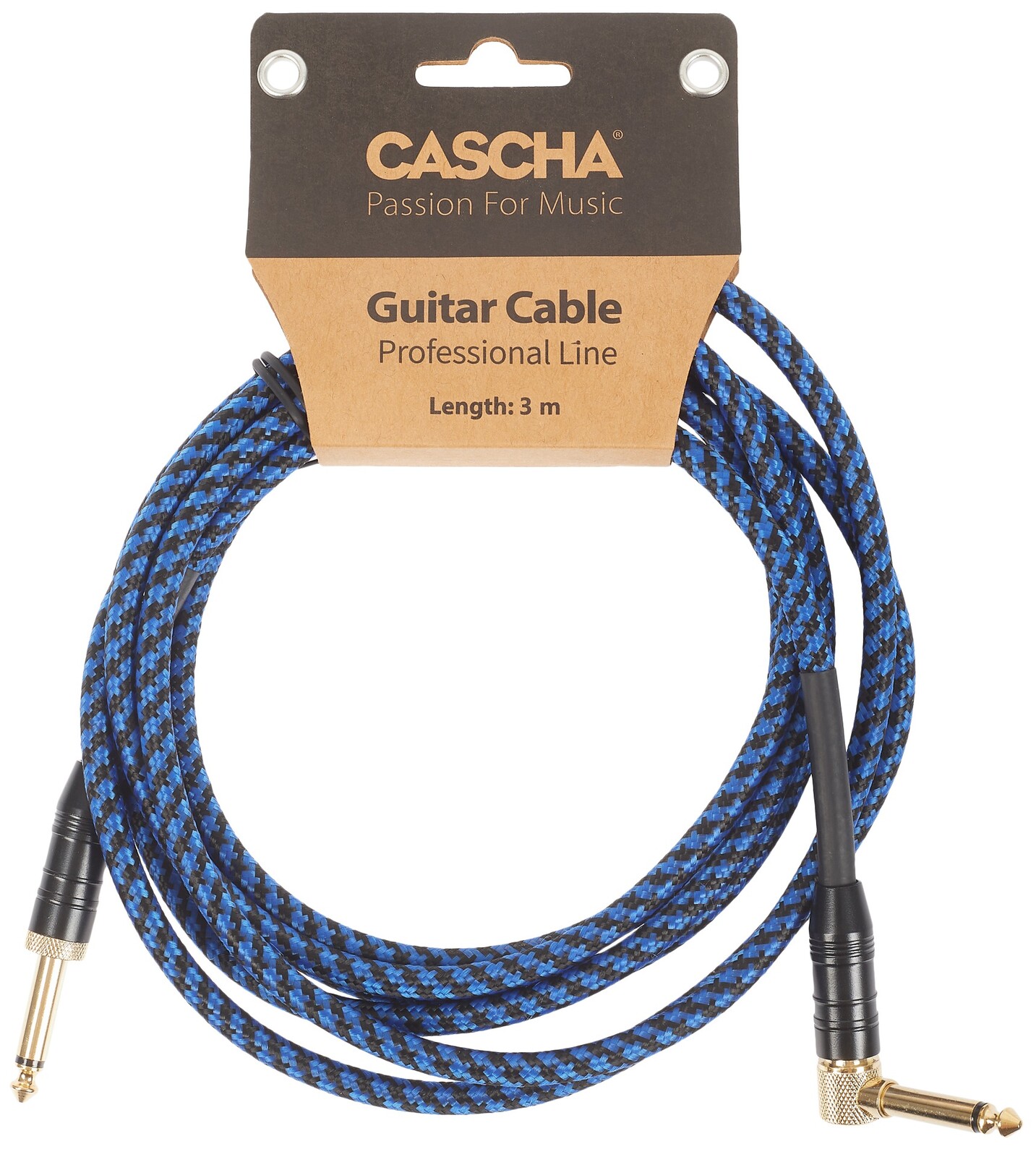 Cascha Professional Line Guitar Cable, Angled, Tweed Blue, 3 m (rozbal