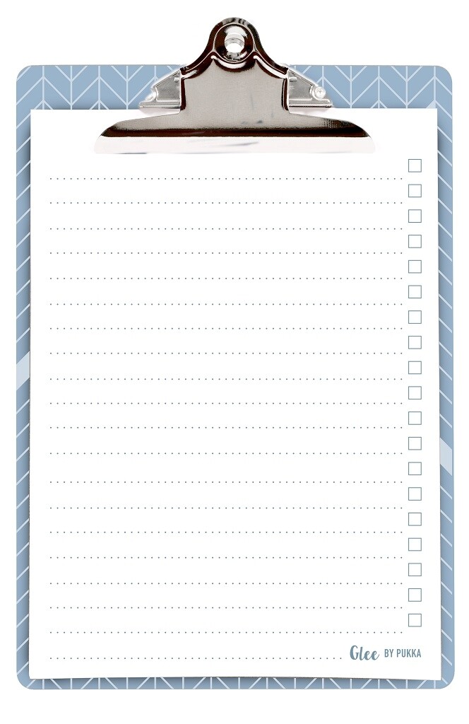 Psací podložka papírová s klipem s poznámkovými listy, 170x245mm, 50 listů, 100g papír