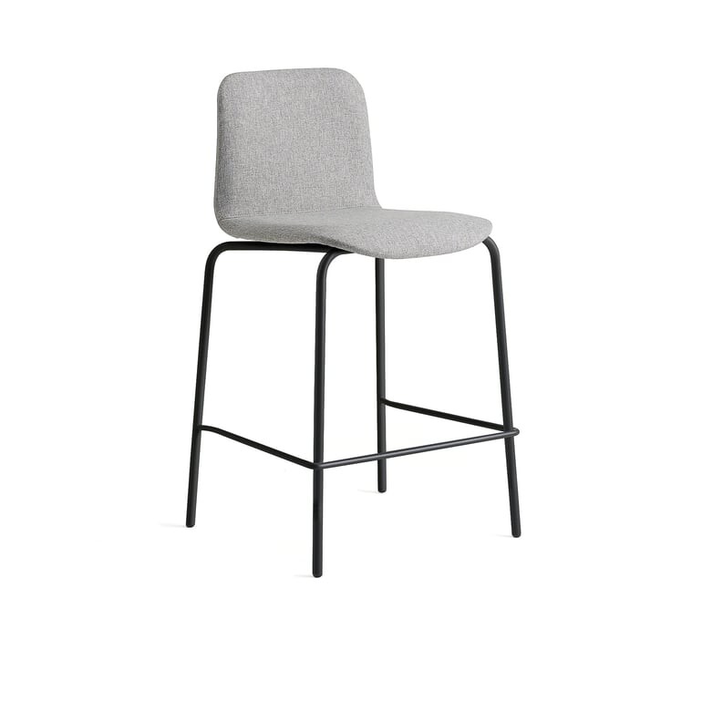 Barová židle LABELL, výška sedáku 650 mm, černá/světle šedá