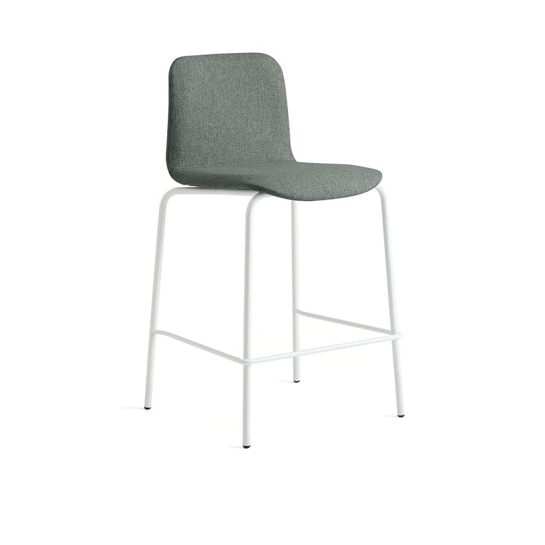 Barová židle LABELL, výška sedáku 650 mm, bílá/tmavě zelená