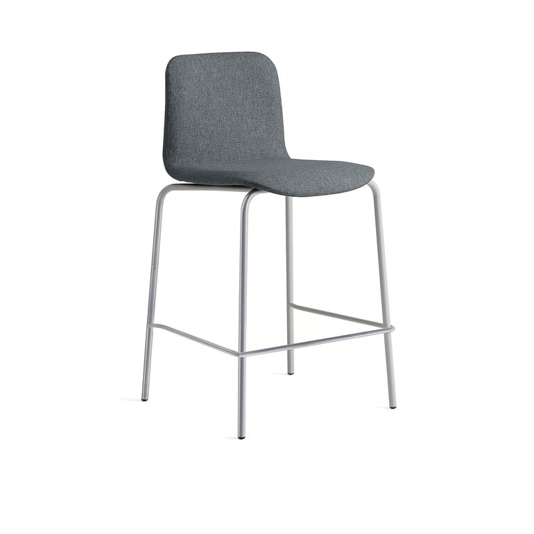 Barová židle LABELL, výška sedáku 650 mm, stříbrná/antracitová