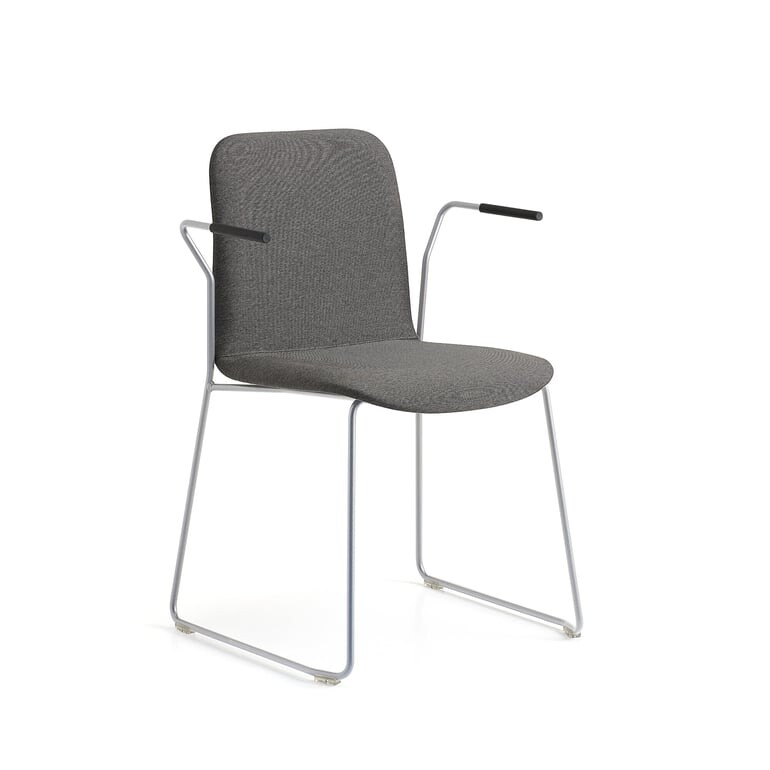 Židle LABELL, ližinová podnož, područky, stříbrná/hnědá
