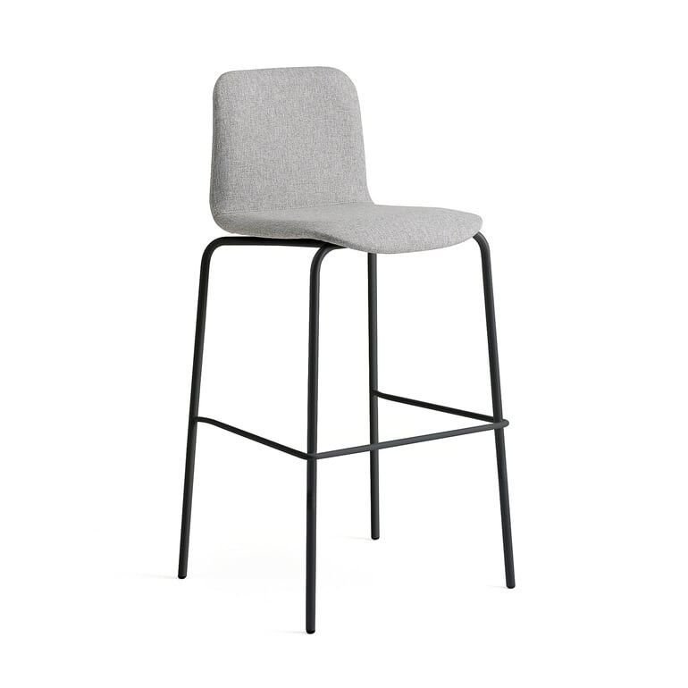 Barová židle LABELL, výška sedáku 765 mm, černá/světle šedá