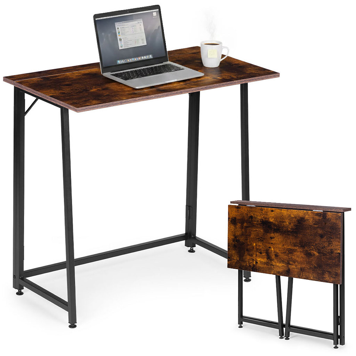Skládací počítačový stůl 80x45 cm stolek pod laptop loft starožitný ořech ModernHome