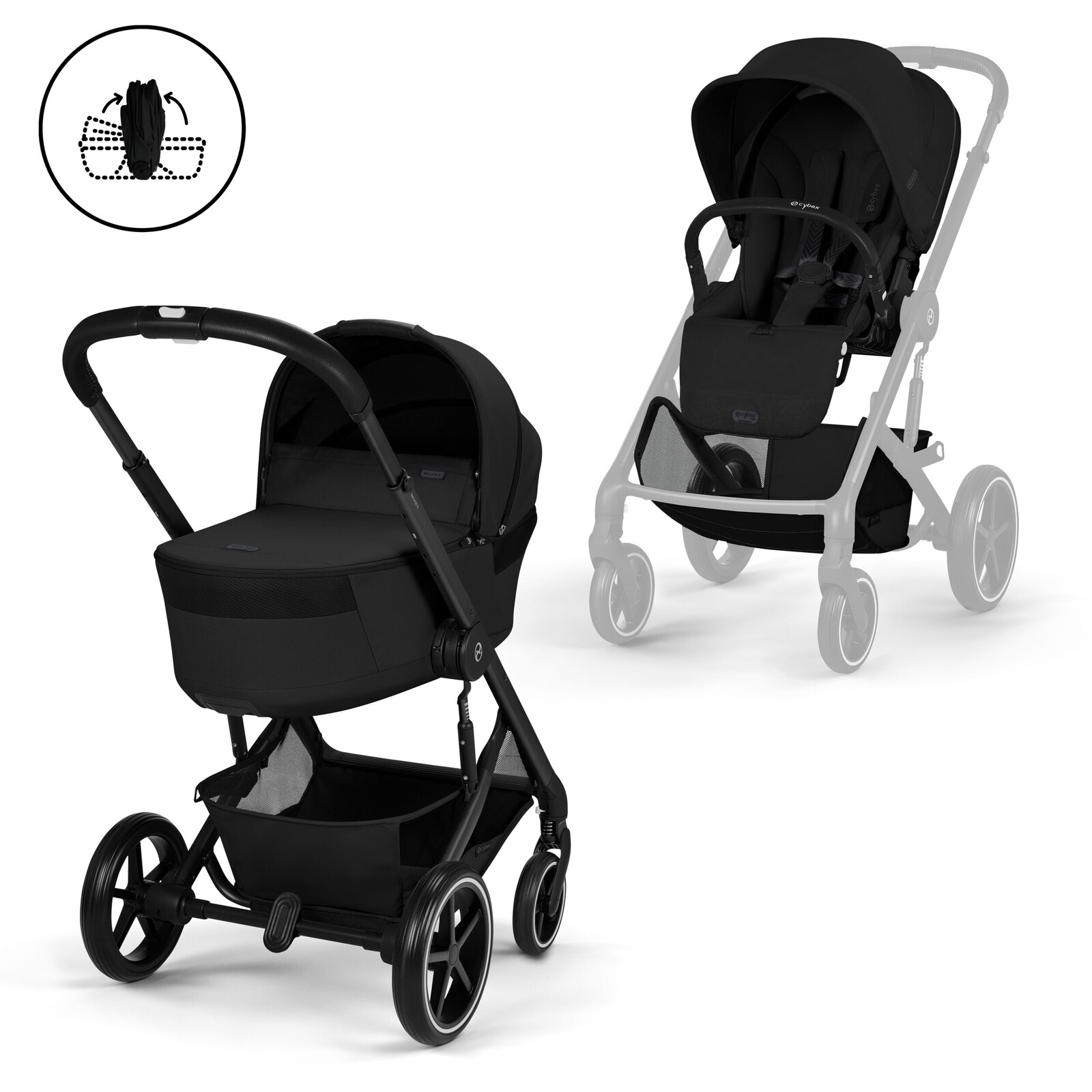Cybex BALIOS S LUX BLK + skládací korbička Moon Black | black 2026