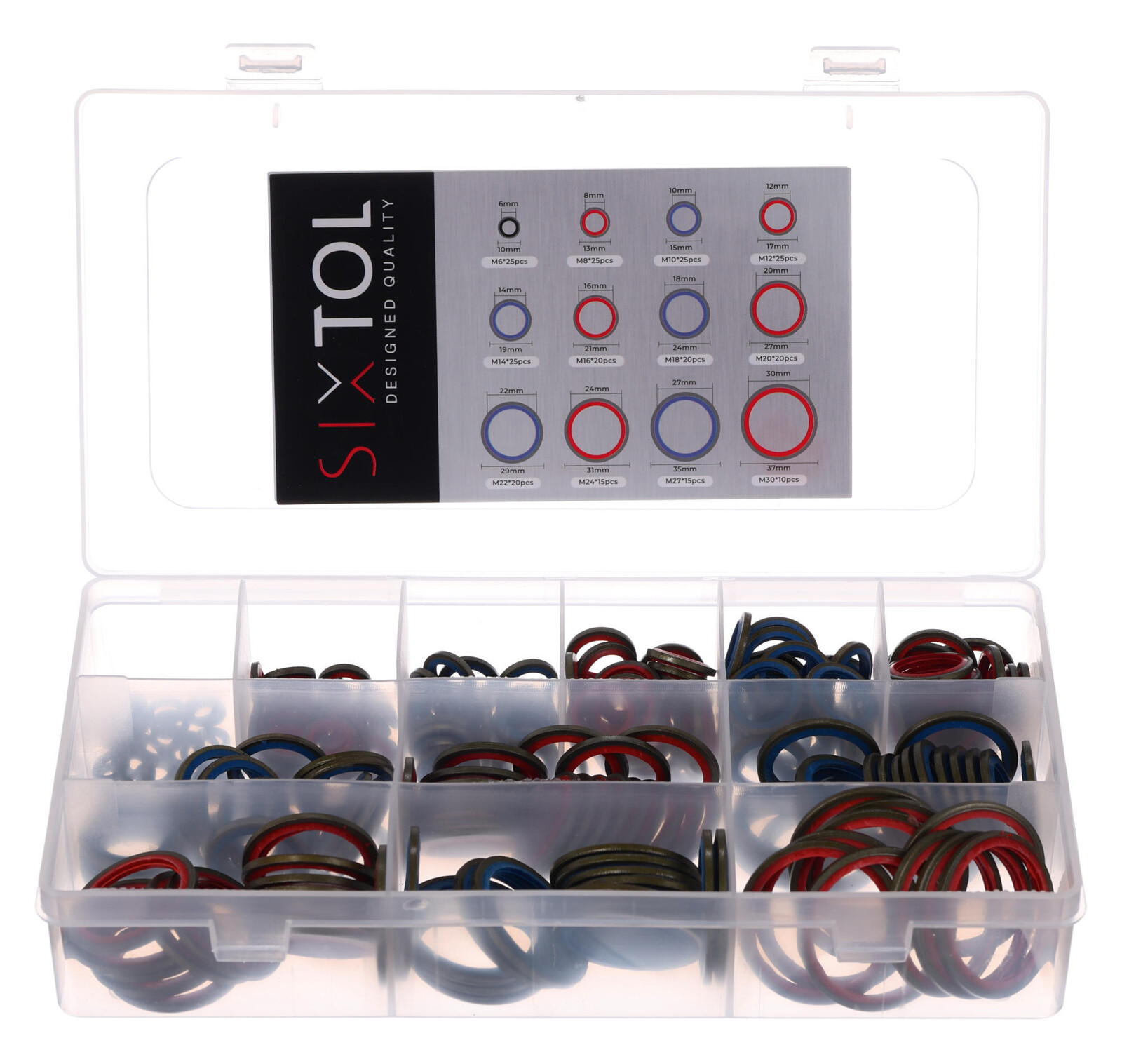 Sada hydraulických těsnění s gumovým límcem MECHANIC RING SET 4, 245 ks SIXTOL