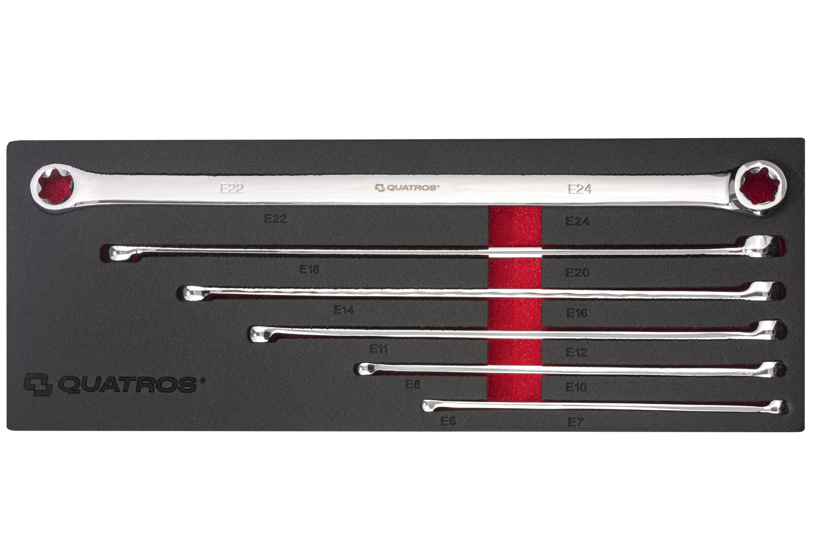 Sada klíčů E-TORX s extra dlouhým očkových 6ks E6-E24 – QUATROS QS50402