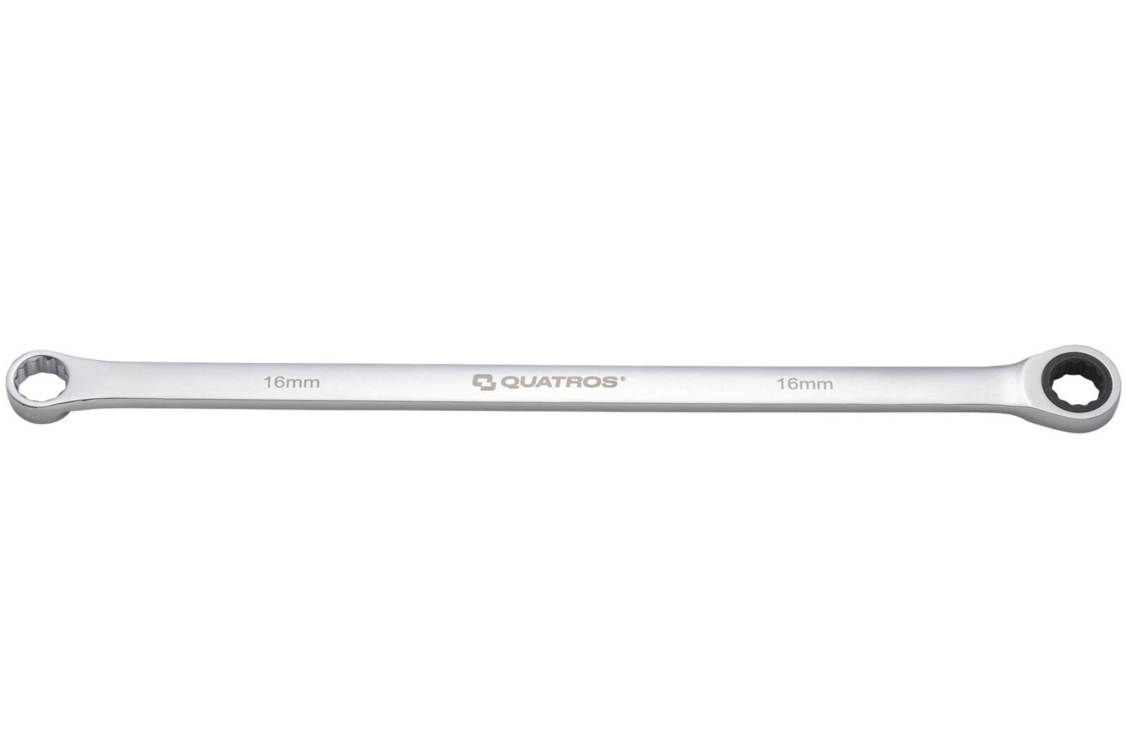 Extra dlouhý očkový ráčnový klíč 16 mm, L=390 mm – QUATROS QS50465A-16